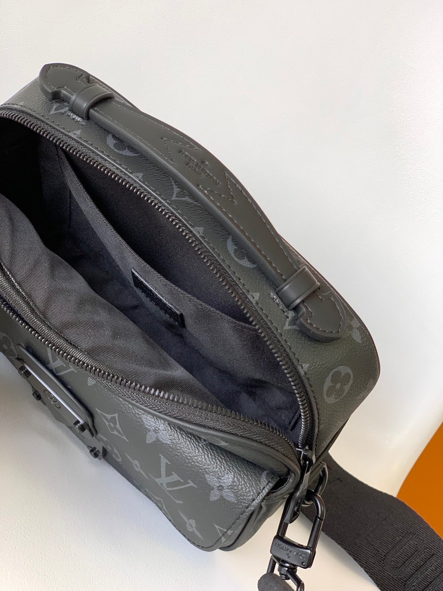 Louis Vuitton Black Monogram Crossbody Shoulder Bag with Top Handle