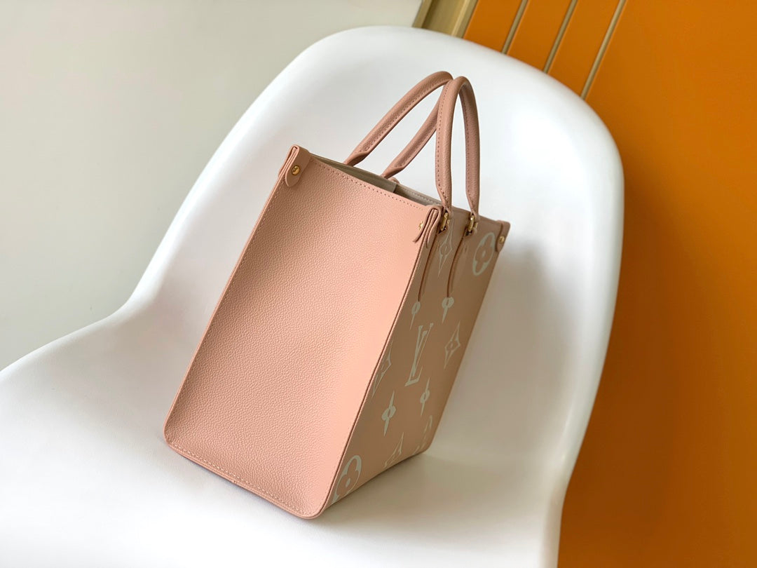 Louis Vuitton Pink Embossed Monogram Leather Tote Bag Large Shoulder Handbag