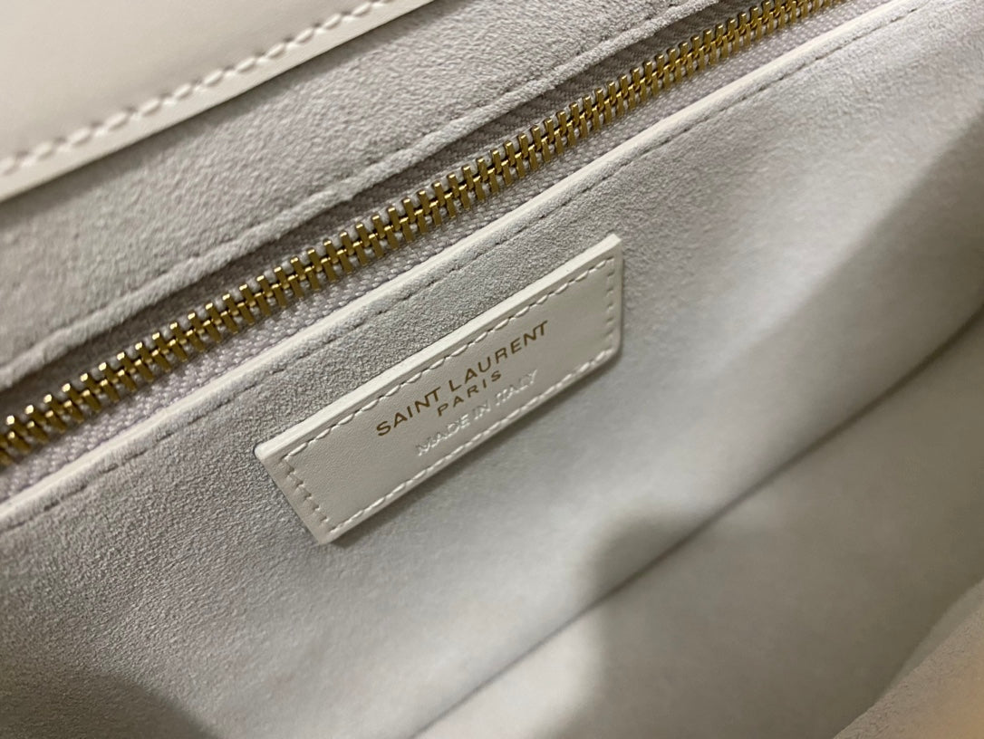 Saint Laurent Le 5 à 7 Small Hobo Bag in White Leather
