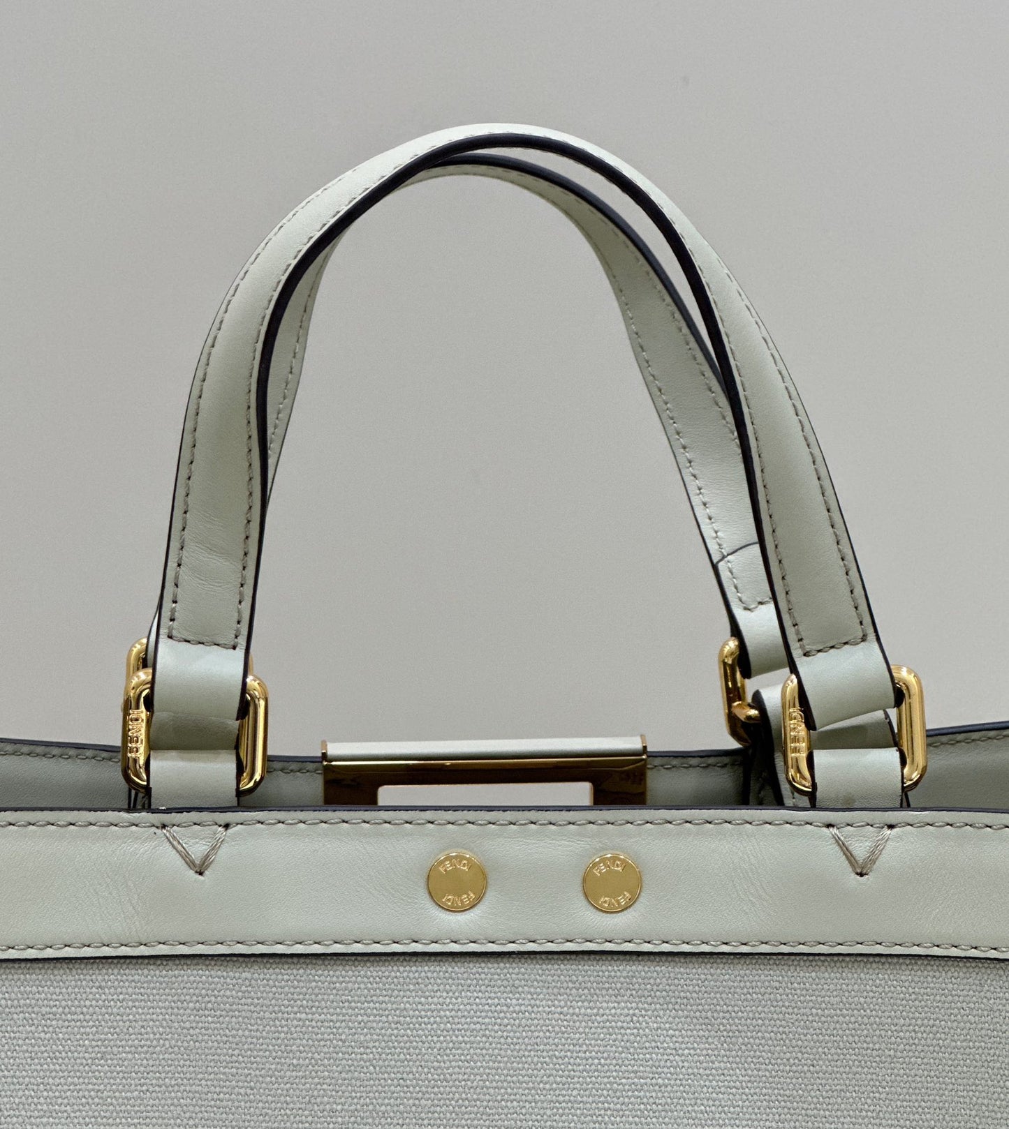 Fendi FF Monogram Canvas Peekaboo X-Tote Bag - Sage Green