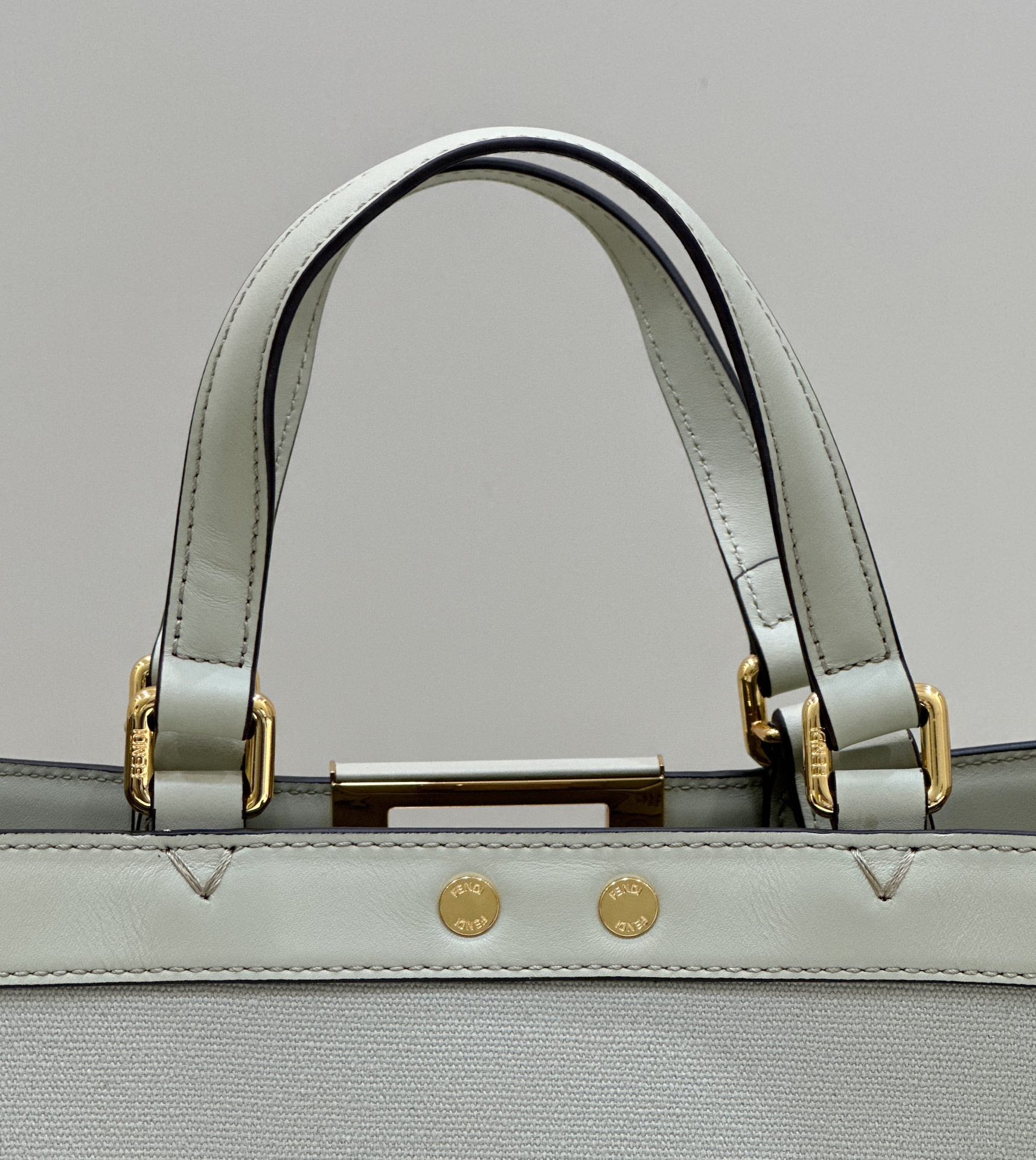 Fendi FF Monogram Canvas Peekaboo X-Tote Bag - Sage Green