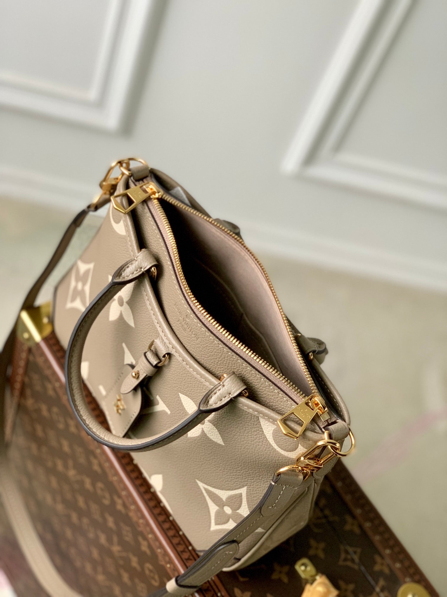 Louis Vuitton Madeleine MM Monogram Empreinte Giant Bicolor Leather Handbag - Turtledove/Cream