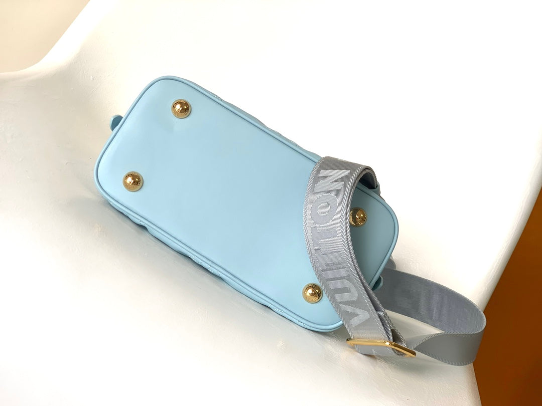 Louis Vuitton Light Blue Quilted Leather Dome Top Handle Crossbody Bag