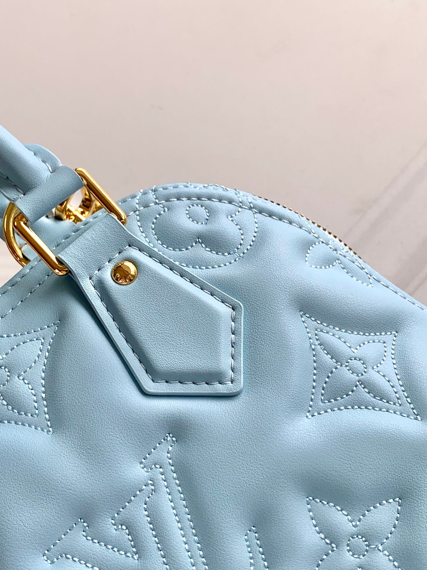 Louis Vuitton Light Blue Quilted Leather Dome Top Handle Crossbody Bag