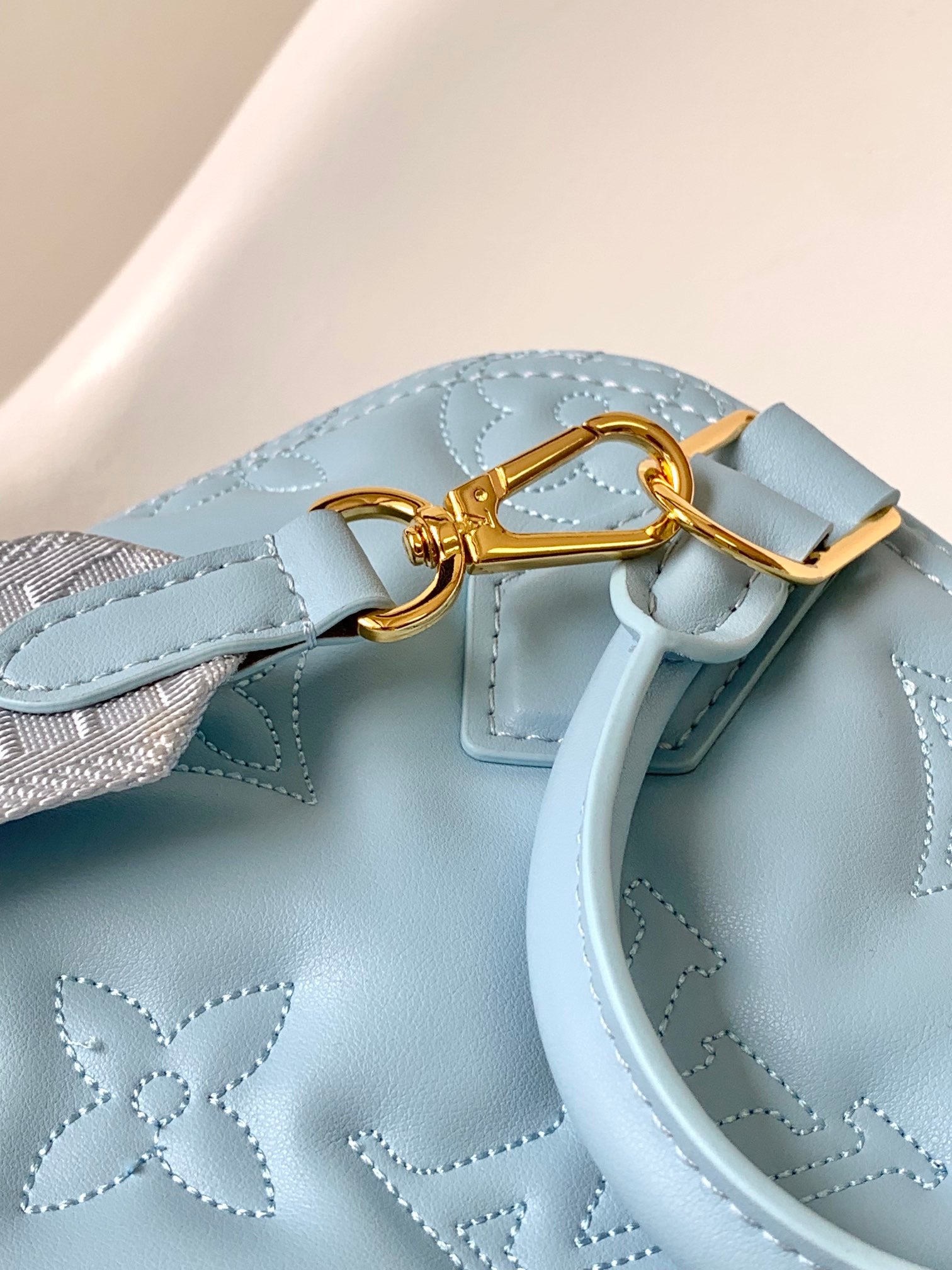 Louis Vuitton Light Blue Quilted Leather Dome Top Handle Crossbody Bag