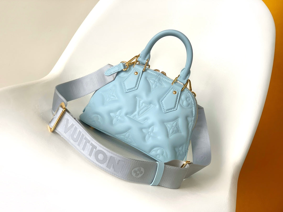 Louis Vuitton Light Blue Quilted Leather Dome Top Handle Crossbody Bag