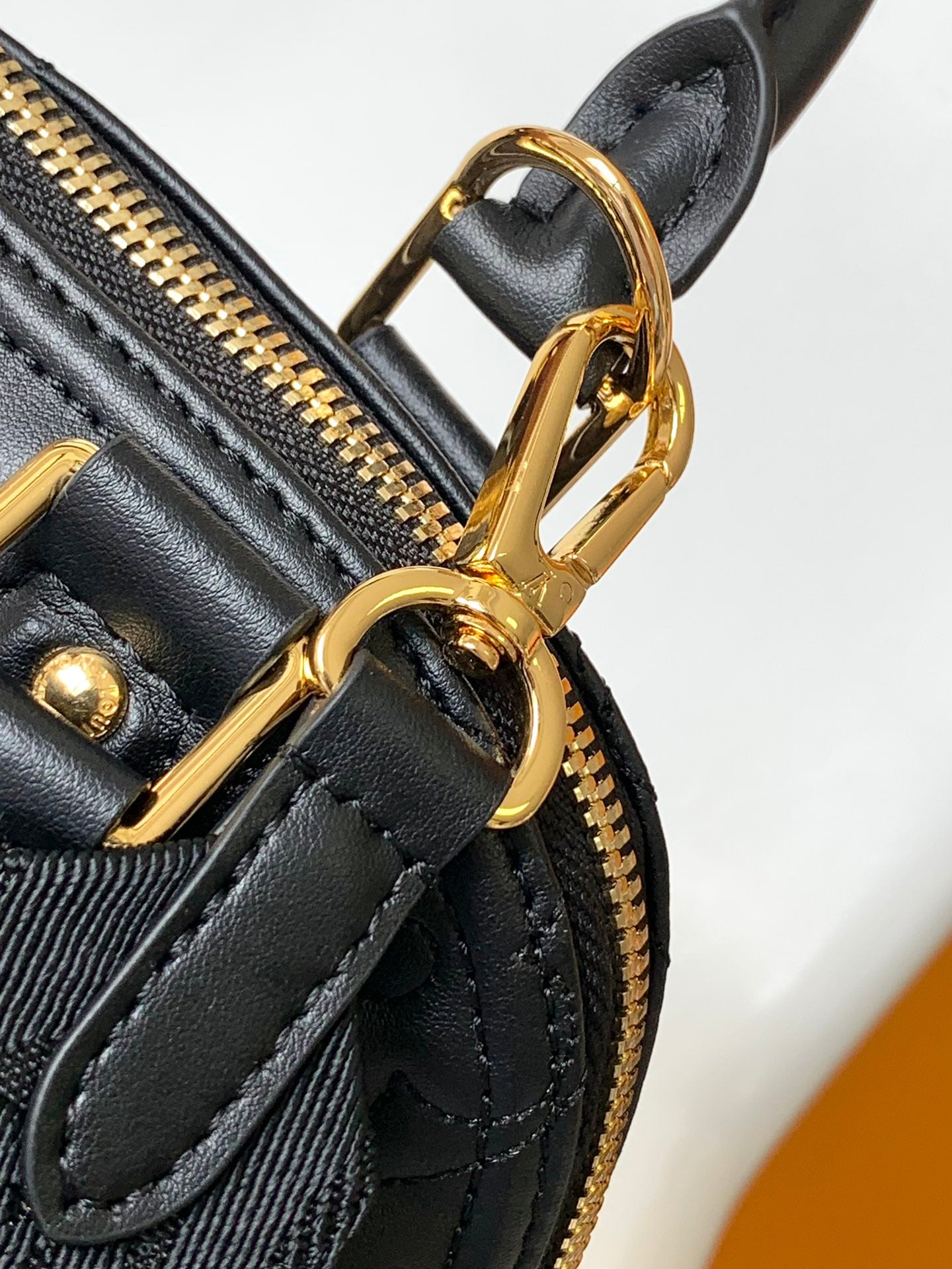 Louis Vuitton Black Embossed Quilted Leather Dome Handbag with Wide Strap