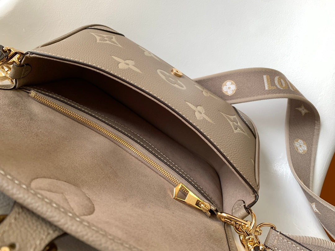Louis Vuitton Taupe Monogram Leather Shoulder Bag with Detachable Strap