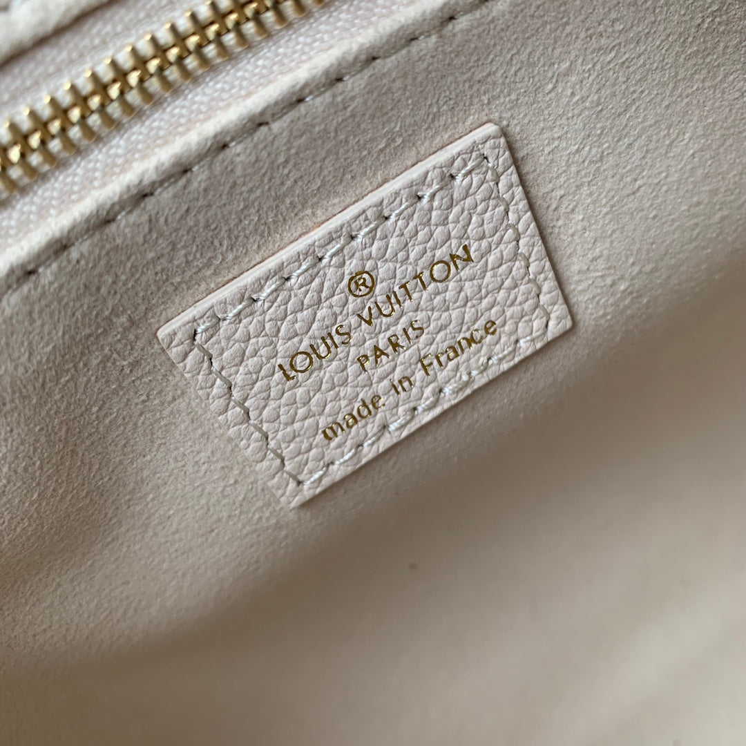 Louis Vuitton Cream and Orange Monogram Top Handle Leather Tote Bag