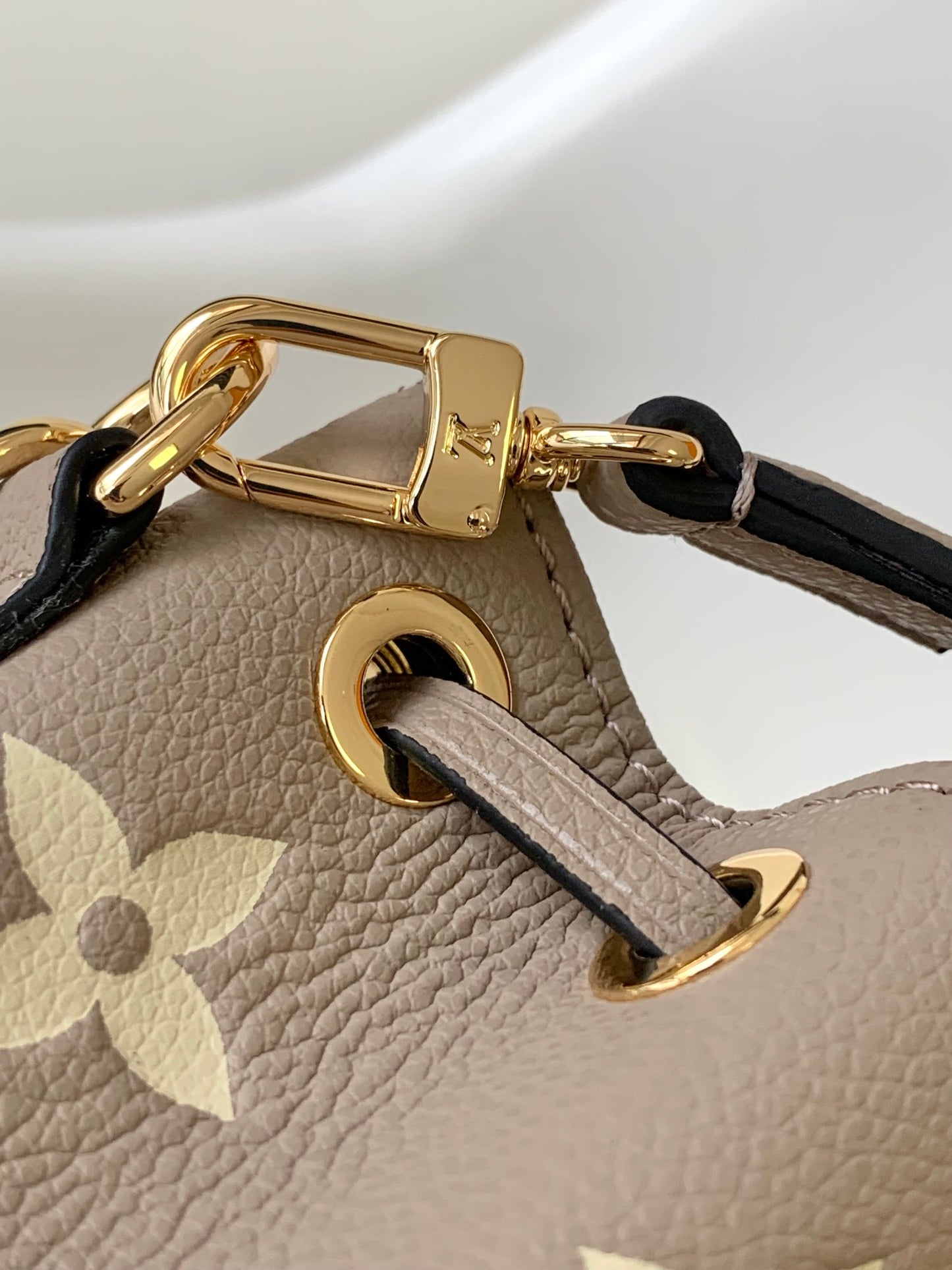 Louis Vuitton Taupe Monogram Leather Bucket Bag with Detachable Strap