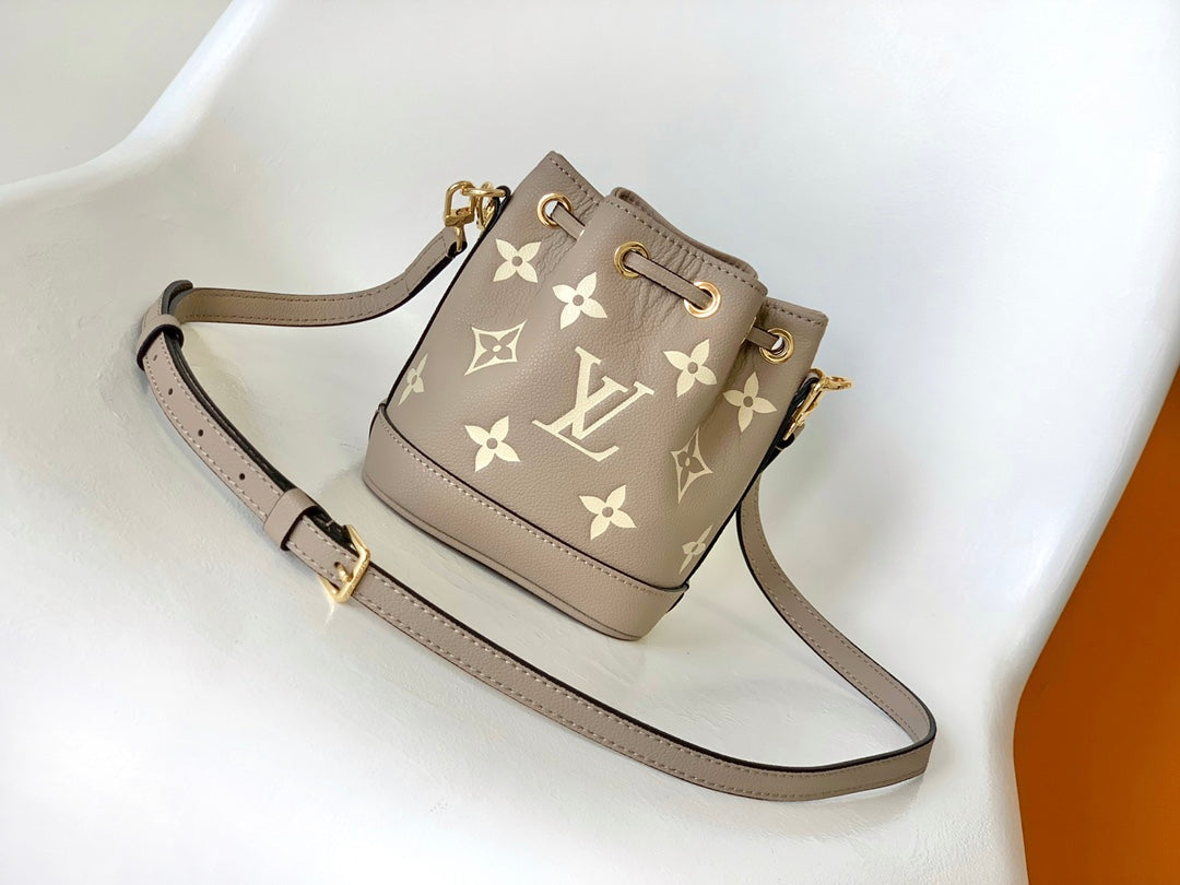 Louis Vuitton Taupe Monogram Leather Bucket Bag with Detachable Strap
