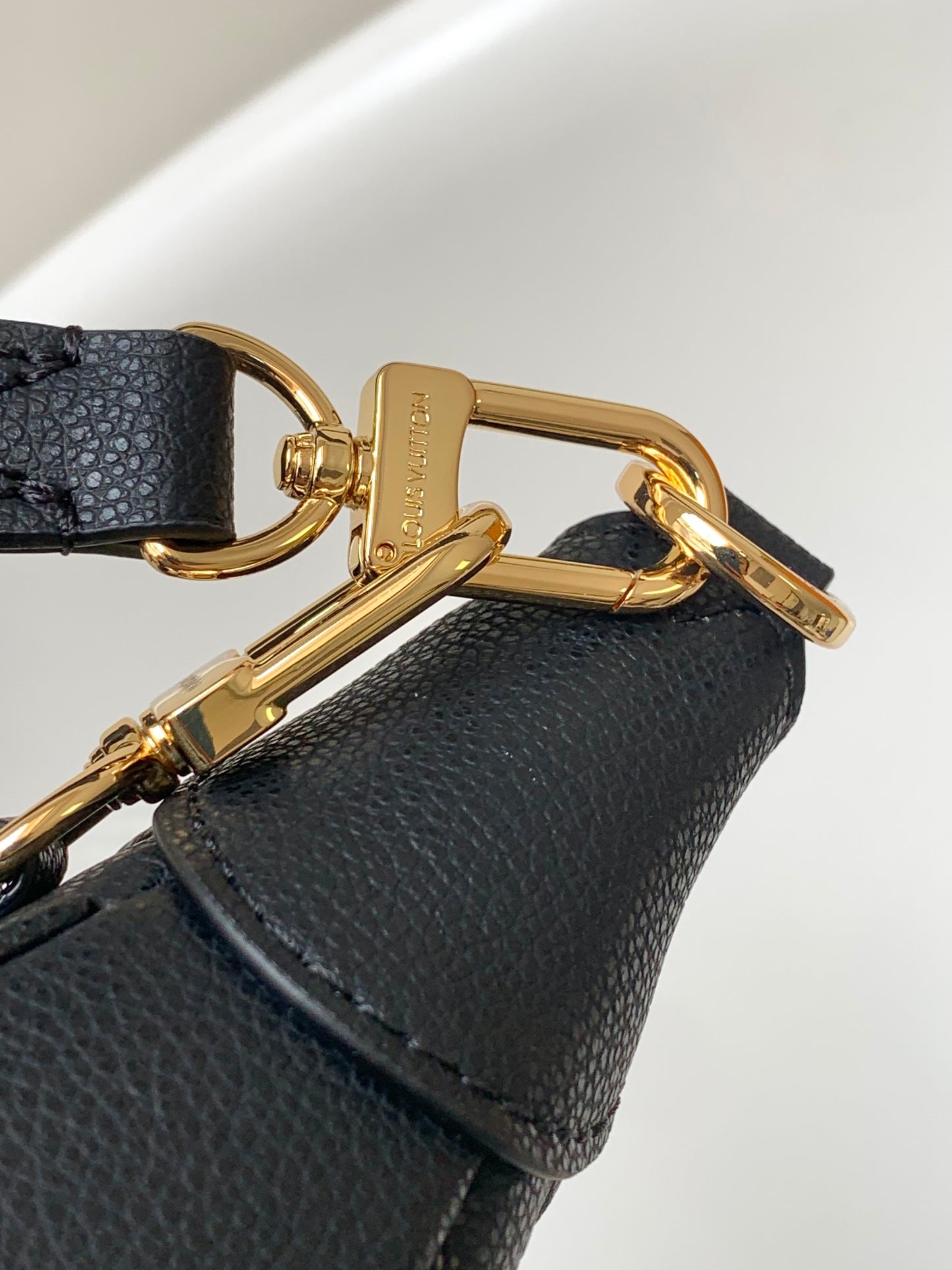 Louis Vuitton Black Embossed Leather Crescent Shoulder Bag and Crossbody