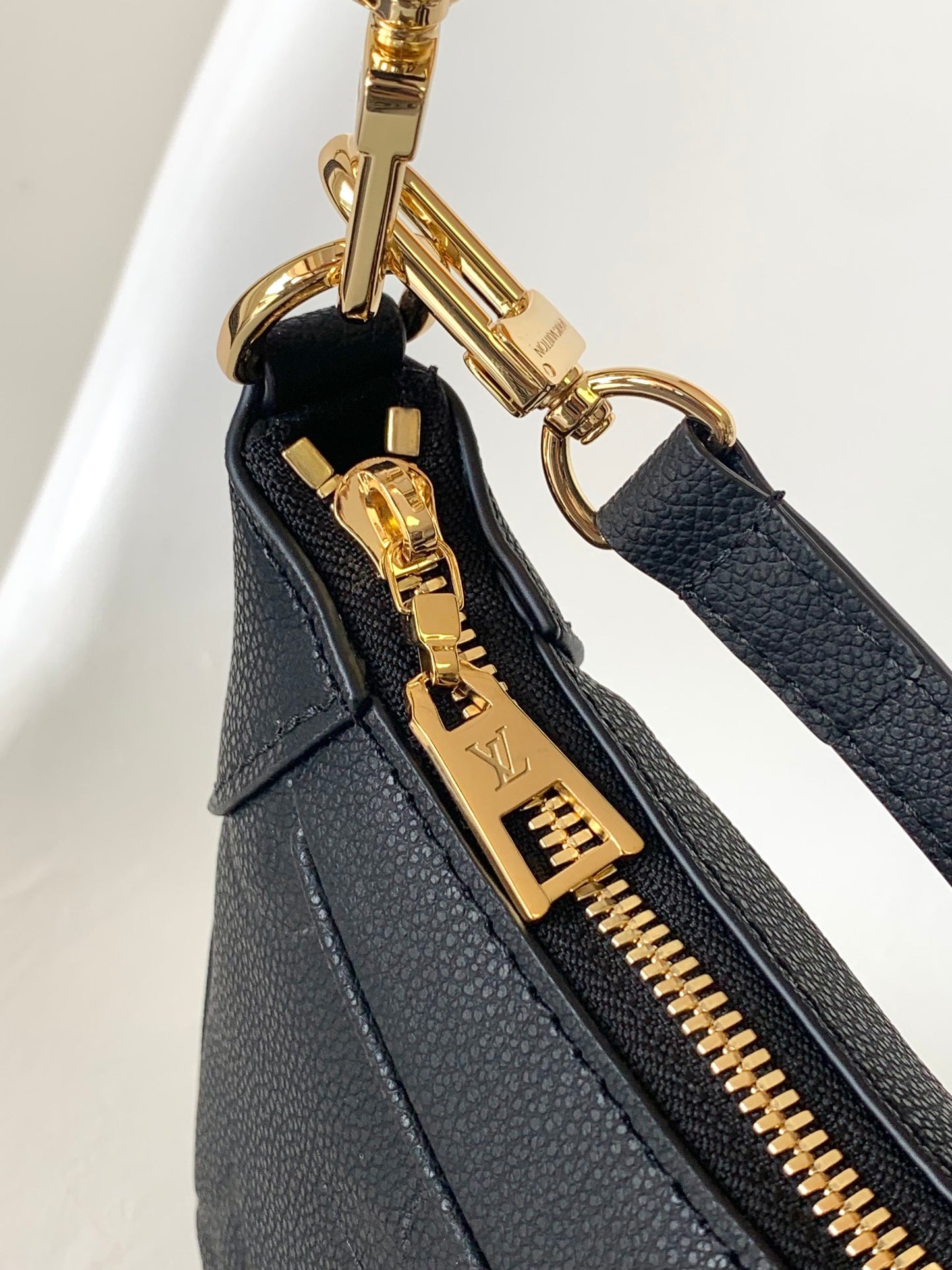 Louis Vuitton Black Embossed Leather Crescent Shoulder Bag and Crossbody
