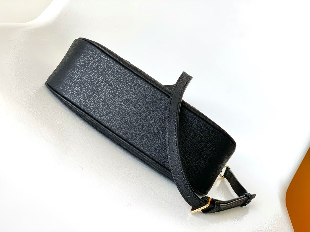Louis Vuitton Black Embossed Leather Crescent Shoulder Bag and Crossbody