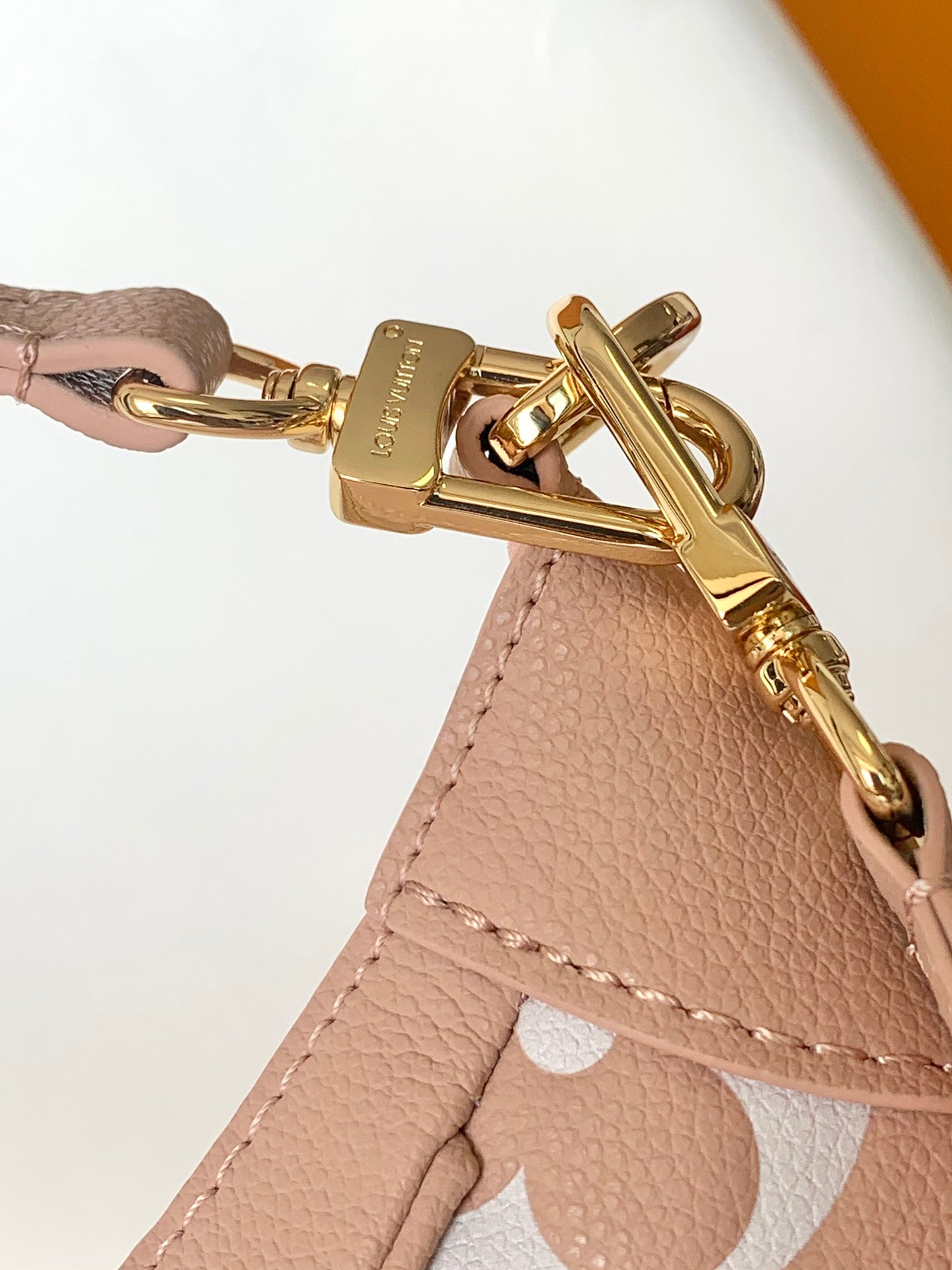 Louis Vuitton Dusty Pink Monogram Crescent Hobo Bag with Gold Chain Hardware