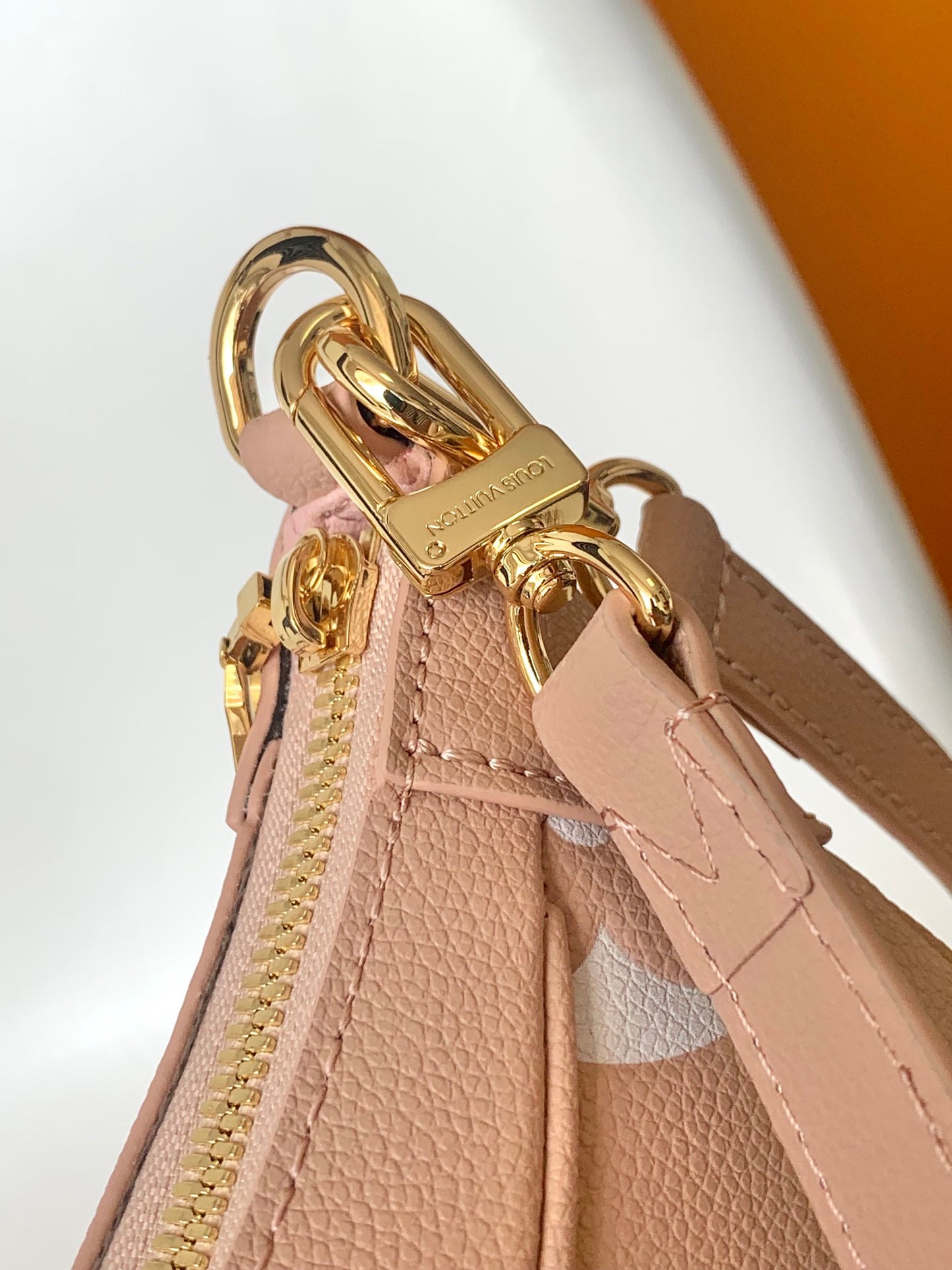 Louis Vuitton Dusty Pink Monogram Crescent Hobo Bag with Gold Chain Hardware