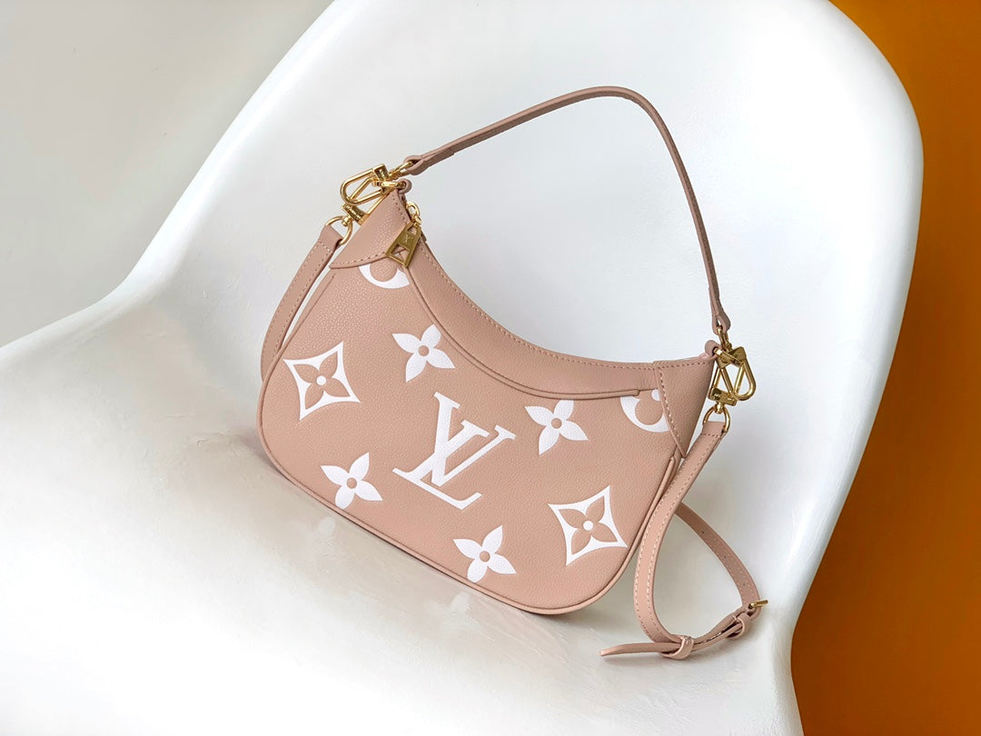 Louis Vuitton Dusty Pink Monogram Crescent Hobo Bag with Gold Chain Hardware
