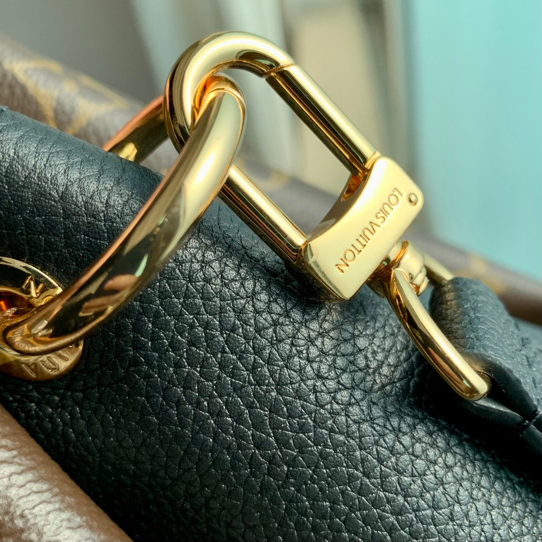 Louis Vuitton Brown Monogram Canvas Satchel Bag with Leather Handles