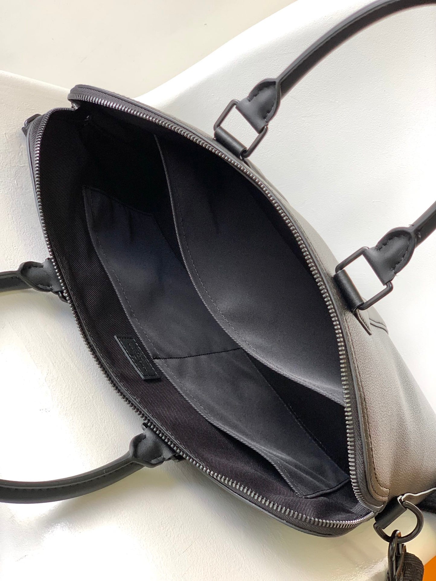 Louis Vuitton Modern Black Leather Briefcase Laptop Bag with Shoulder Strap