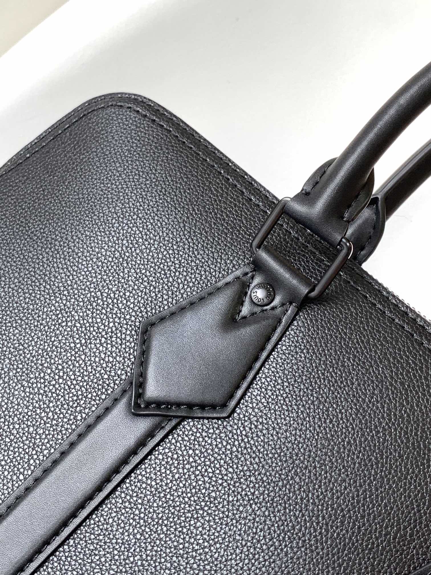 Louis Vuitton Modern Black Leather Briefcase Laptop Bag with Shoulder Strap