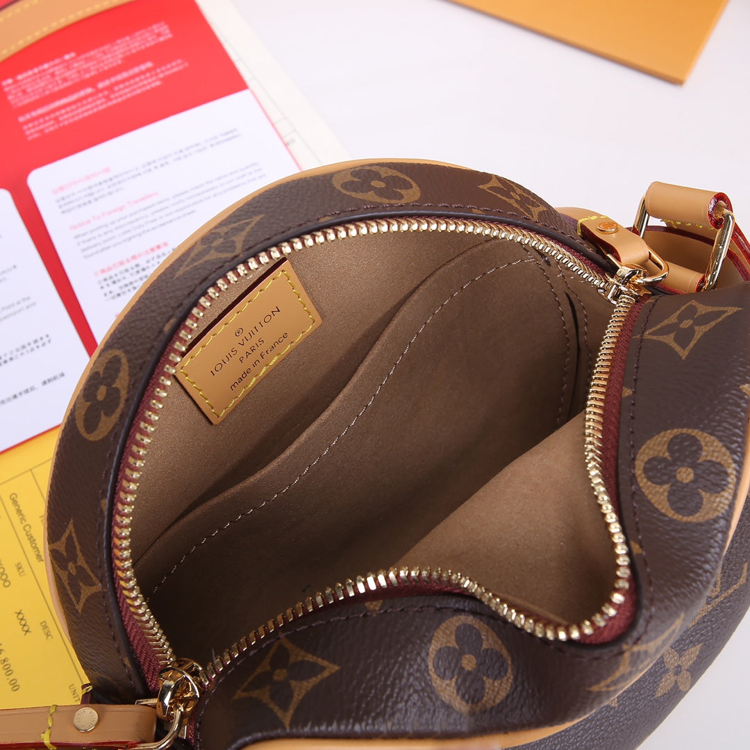 Louis Vuitton Vintage Brown Monogram Round Crossbody Shoulder Bag