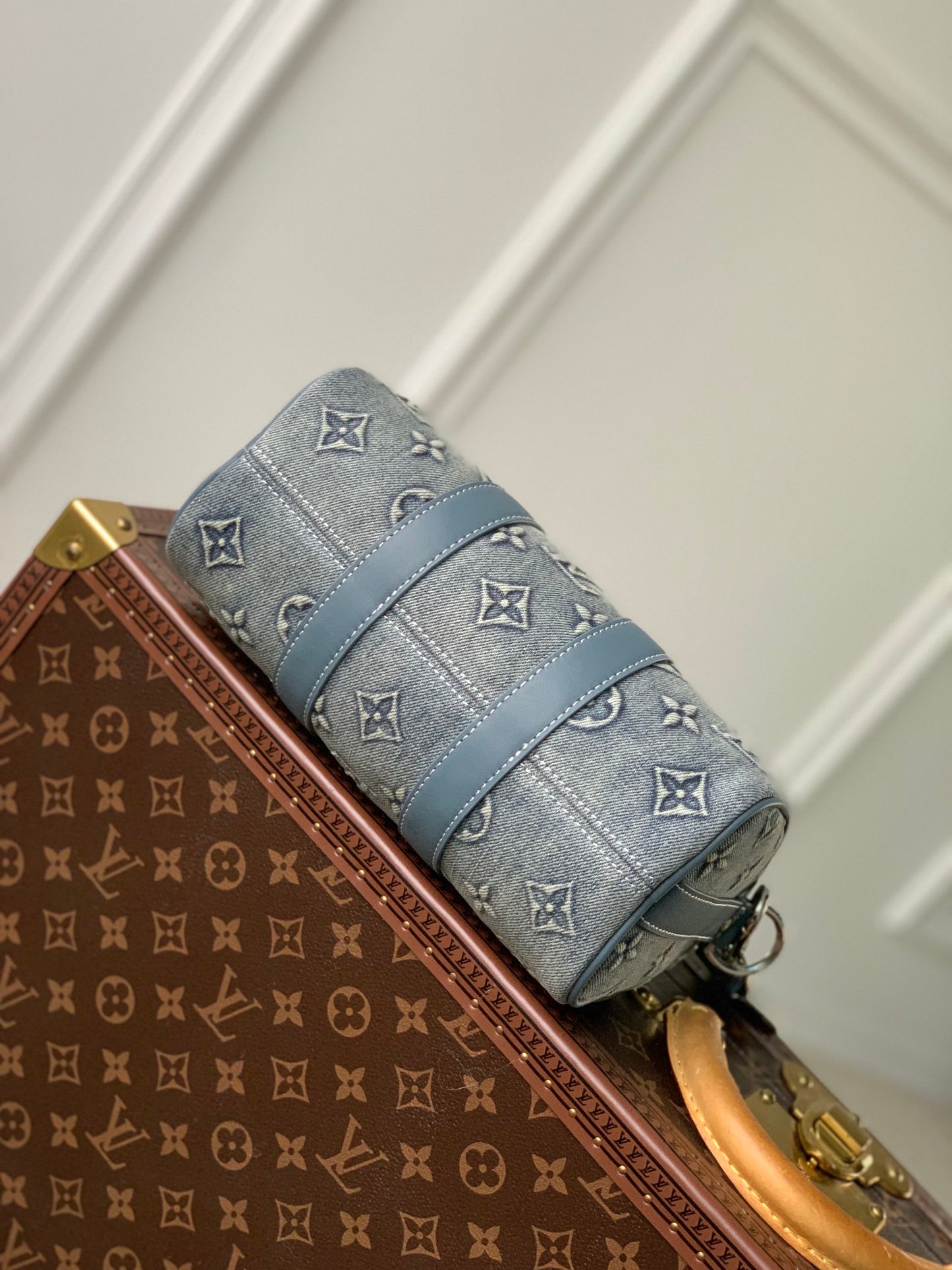 Louis Vuitton Blue Denim Monogram Jacquard Duffle Handbag with Shoulder Strap