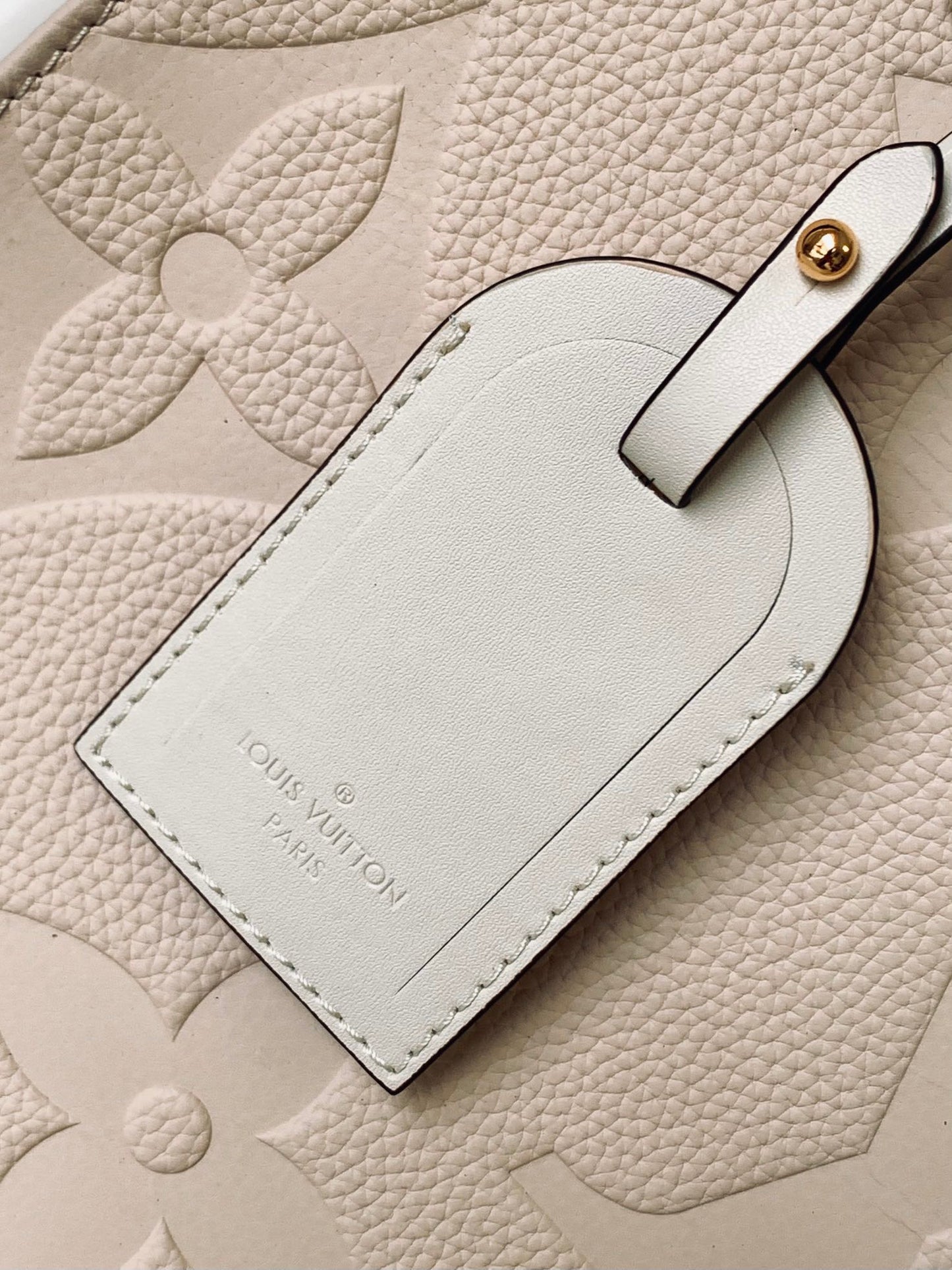 Louis Vuitton Beige Embossed Monogram Leather Tote Bag with Top Handles