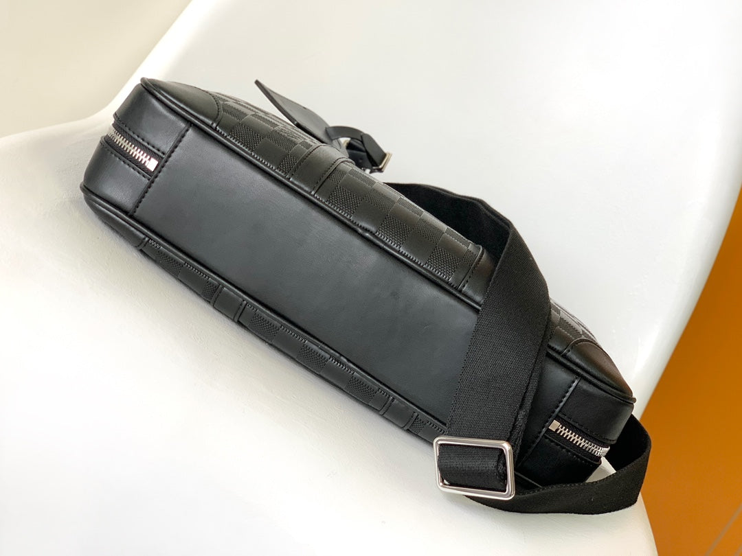 Louis Vuitton Black Checkerboard Pattern Leather Business Briefcase Bag