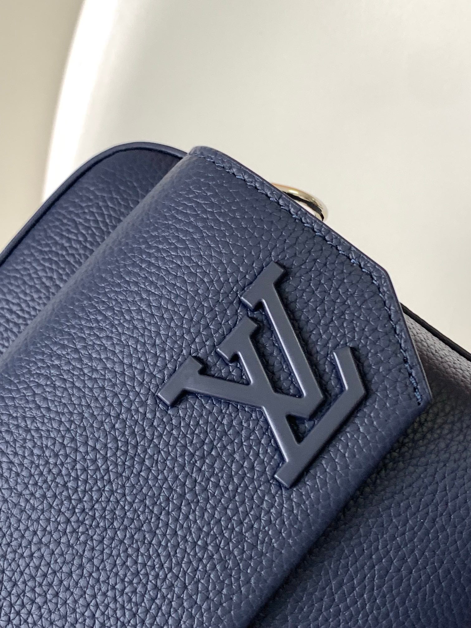 Louis Vuitton Navy Blue Compact Crossbody Messenger Bag with Wide Strap