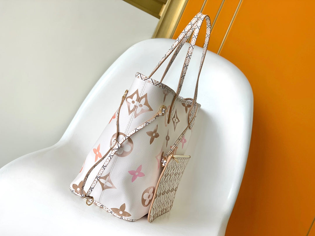 Louis Vuitton Classic Pastel Monogram Pattern Canvas Tote Shoulder Bag