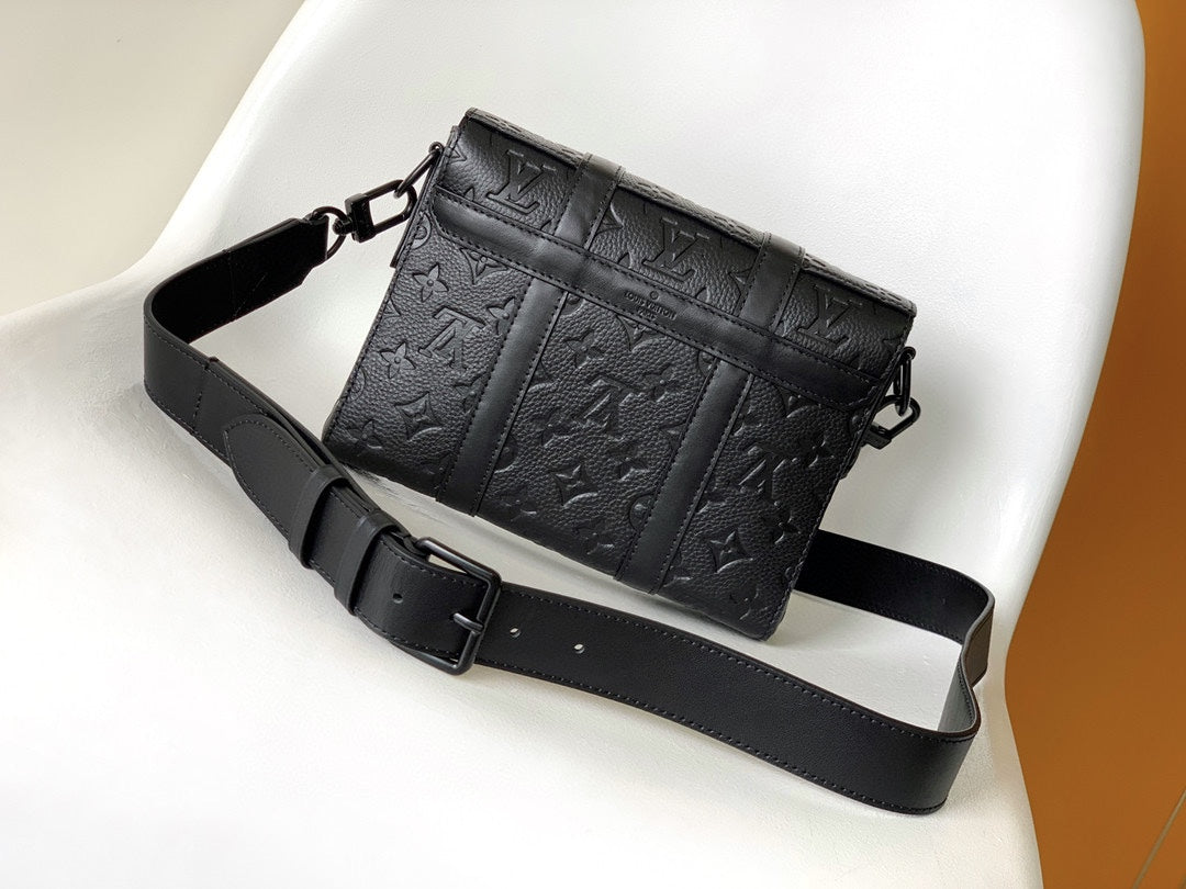 Louis Vuitton Black Structured Monogram Crossbody Bag with Adjustable Belt Strap