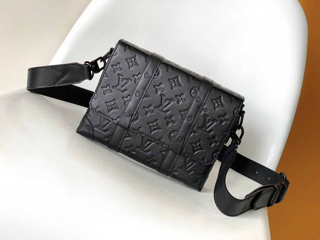 Louis Vuitton Black Structured Monogram Crossbody Bag with Adjustable Belt Strap