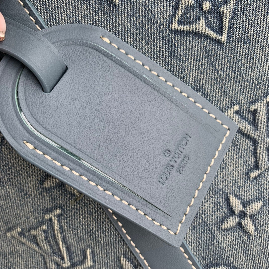 Louis Vuitton Teal Embossed Monogram Travel Duffle Bag with Shoulder Strap