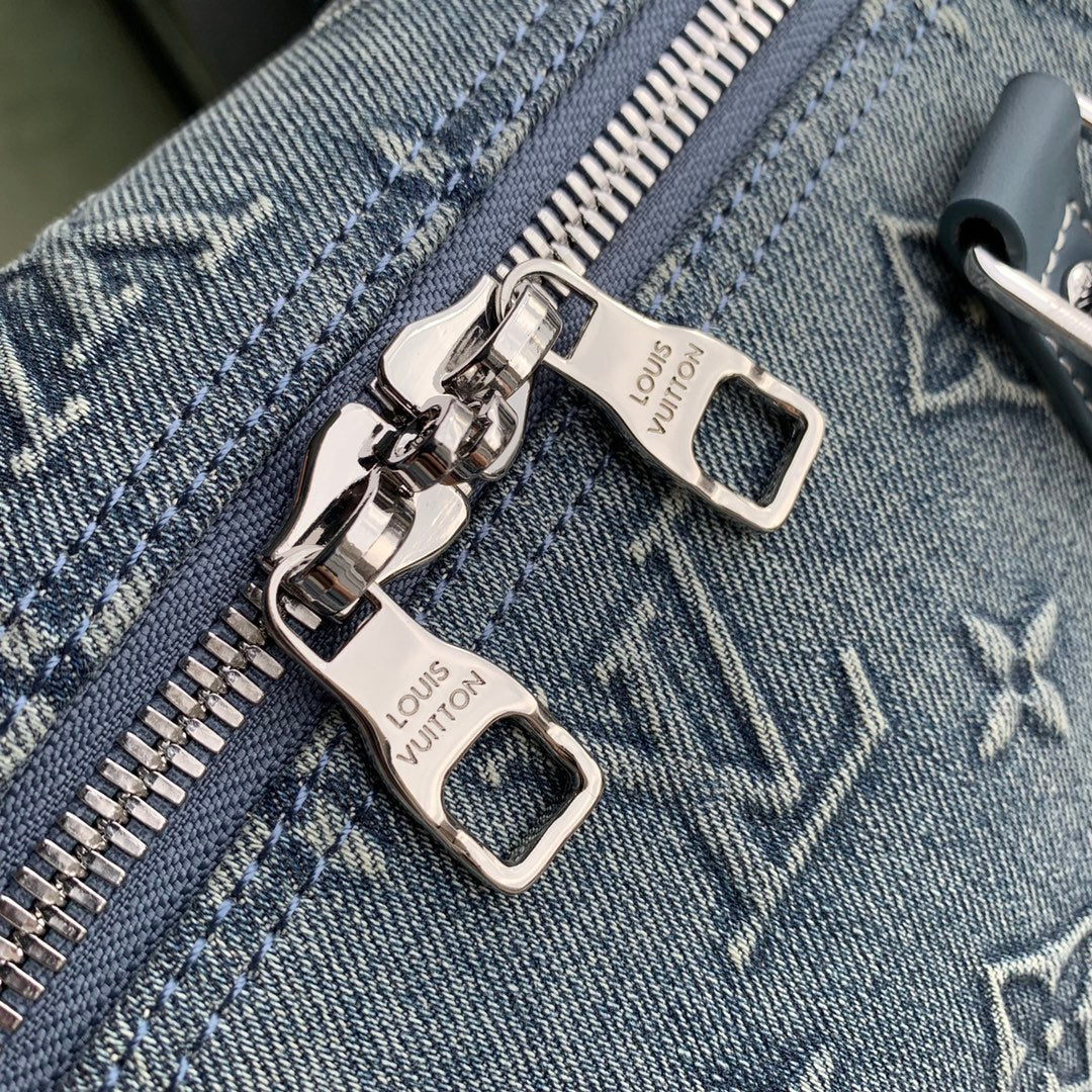 Louis Vuitton Teal Embossed Monogram Travel Duffle Bag with Shoulder Strap