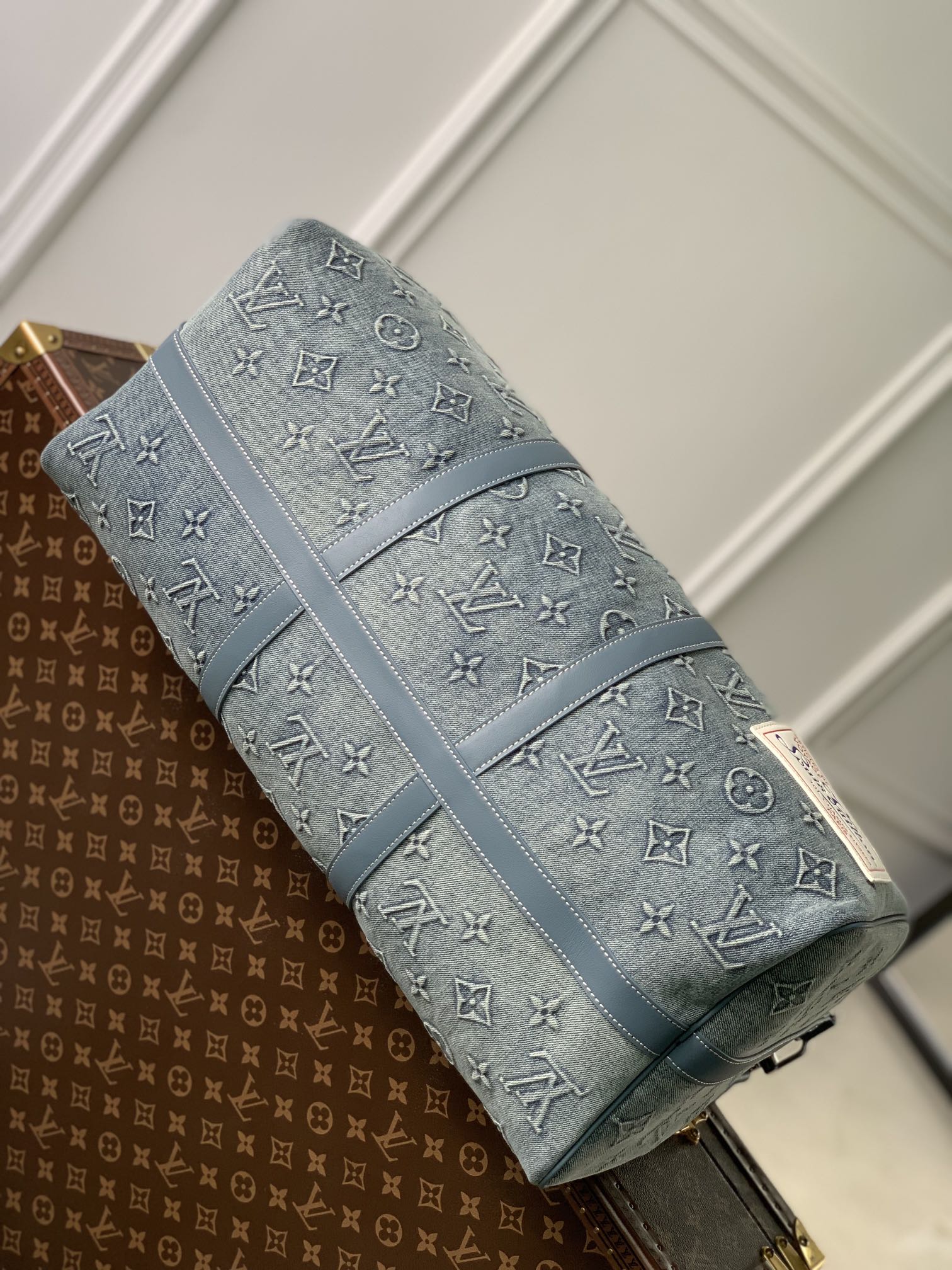 Louis Vuitton Teal Embossed Monogram Travel Duffle Bag with Shoulder Strap