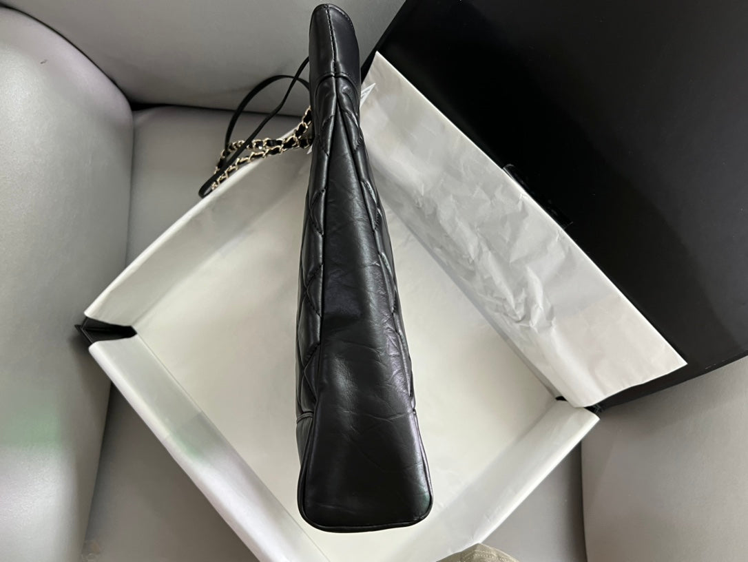 Chanel 31 Large Shopping Tote - Black Quilted Lambskin with Gold-Tone Hardware