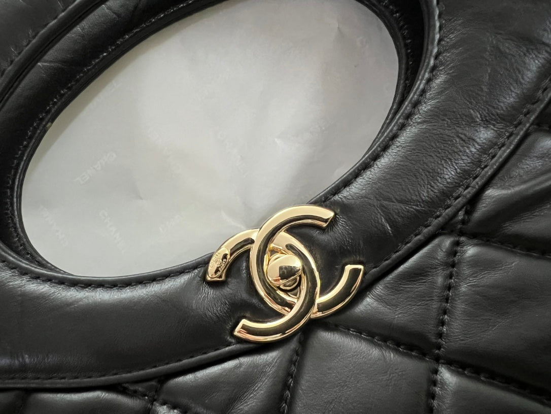Chanel 31 Large Shopping Tote - Black Quilted Lambskin with Gold-Tone Hardware