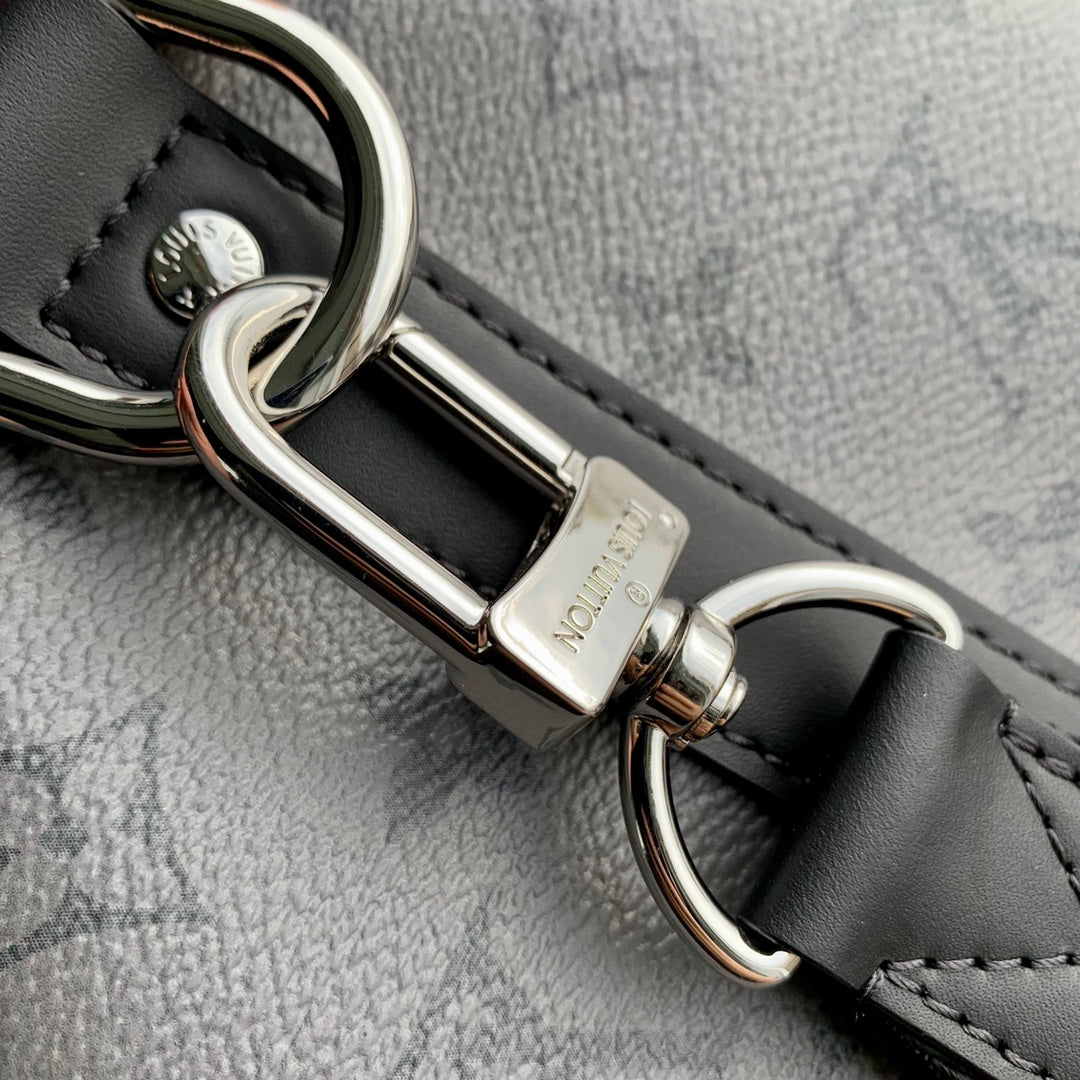 Louis Vuitton Classic Black Monogram Travel Duffle Bag with Shoulder Strap