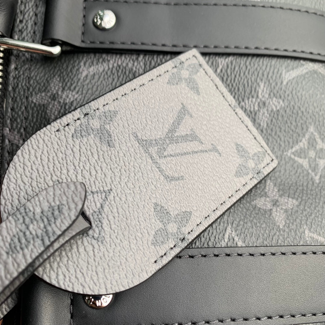 Louis Vuitton Classic Black Monogram Travel Duffle Bag with Shoulder Strap