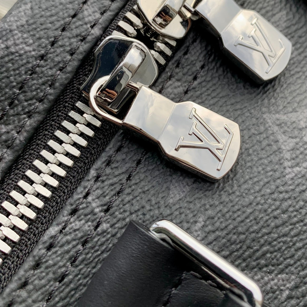 Louis Vuitton Classic Black Monogram Travel Duffle Bag with Shoulder Strap