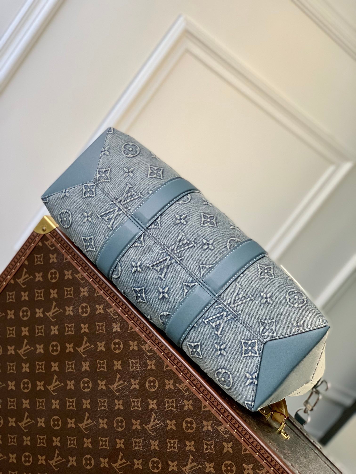 Louis Vuitton Blue Monogram Canvas Laptop Briefcase Bag with Shoulder Strap