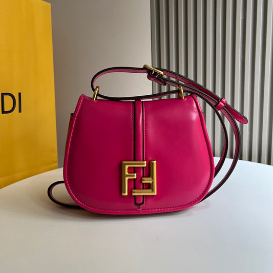 Fendi C'mon Mini Pink Leather Shoulder Bag with Gold FF Logo