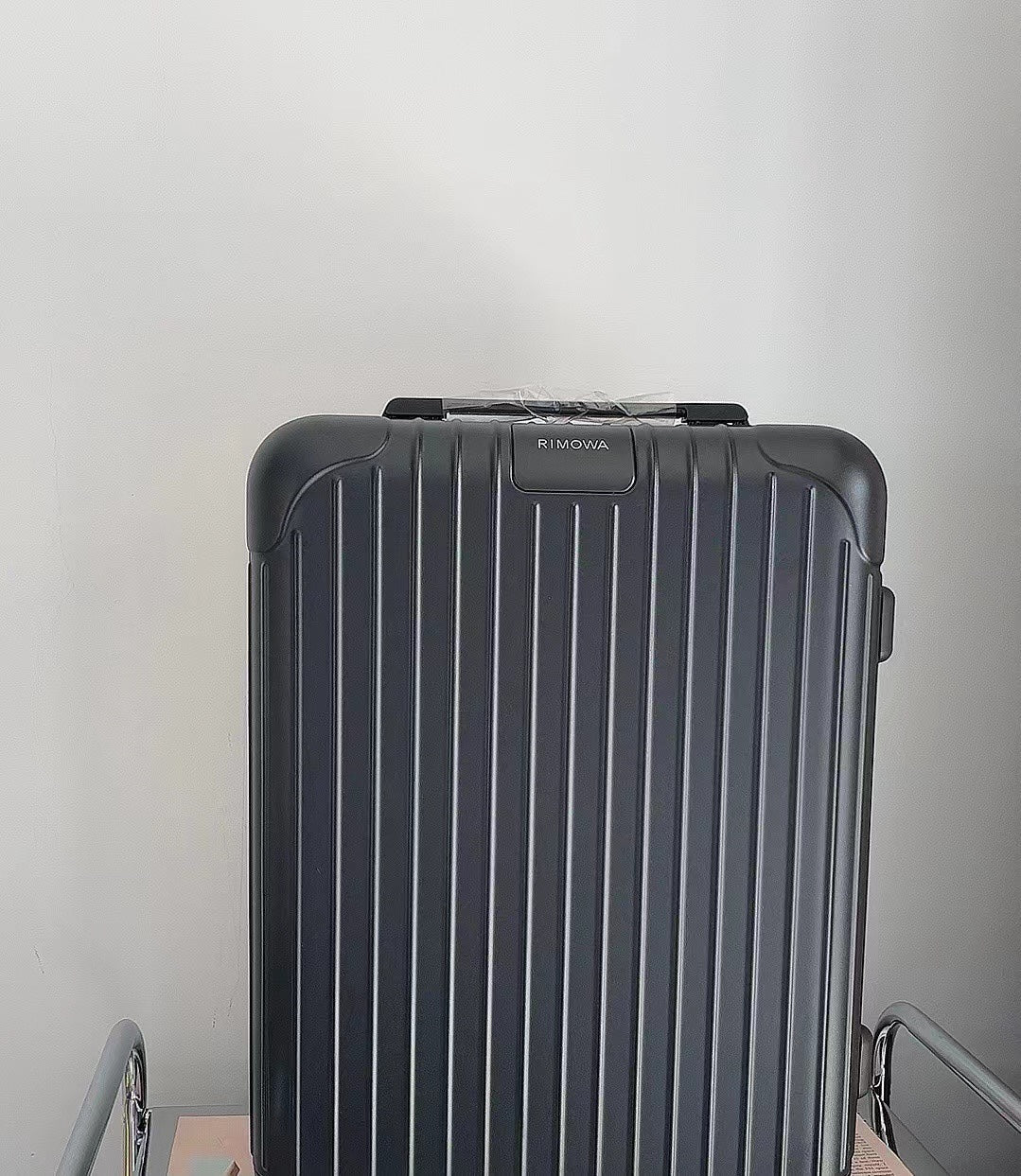 Matte Black Hardside Carry-On Luggage with Ribbed Design
