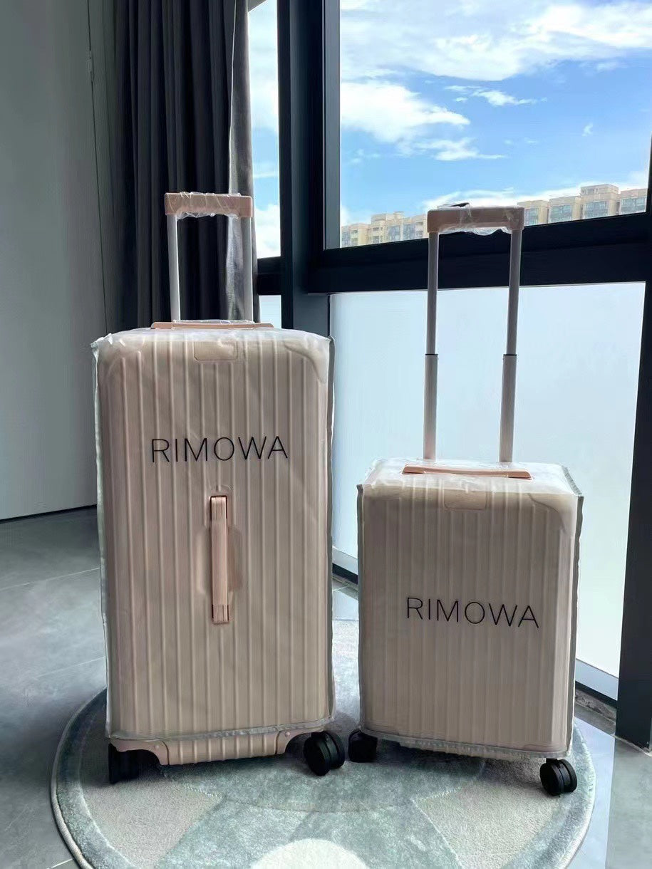 Modern Pastel Pink Ribbed Hardside Spinner Luggage Set