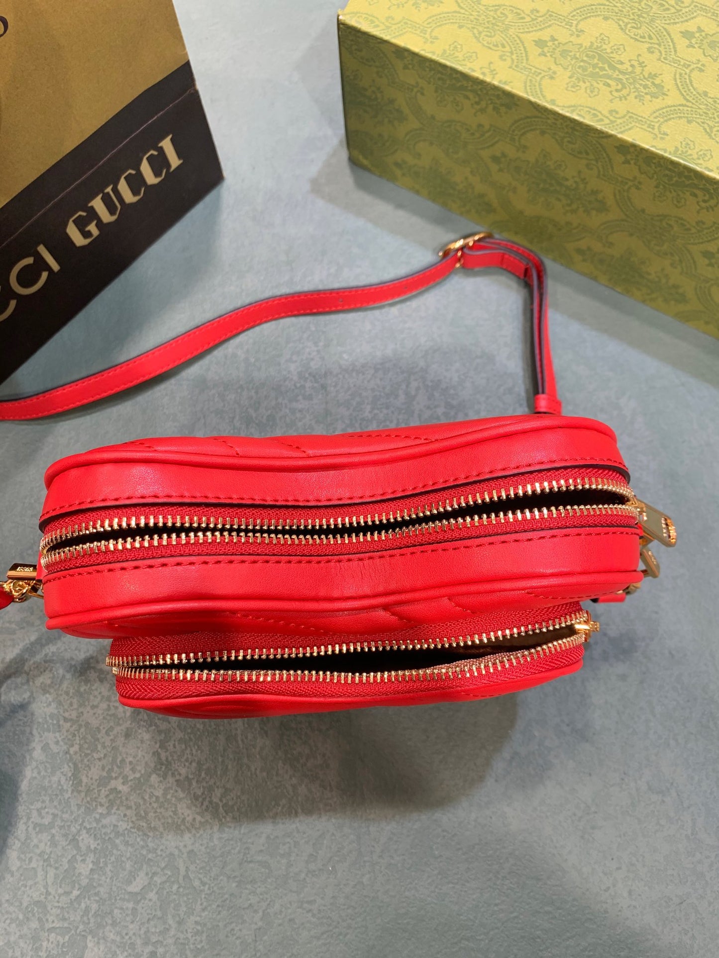 Gucci Heart Shaped Red Quilted Leather Crossbody Shoulder Bag