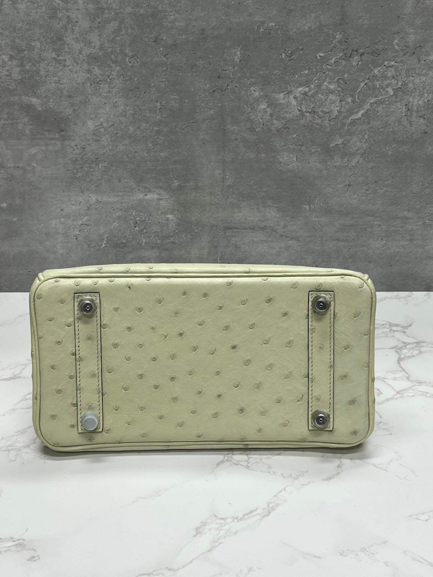 Luxury Ostrich Leather Handbag - Cream Top Handle Tote Bag