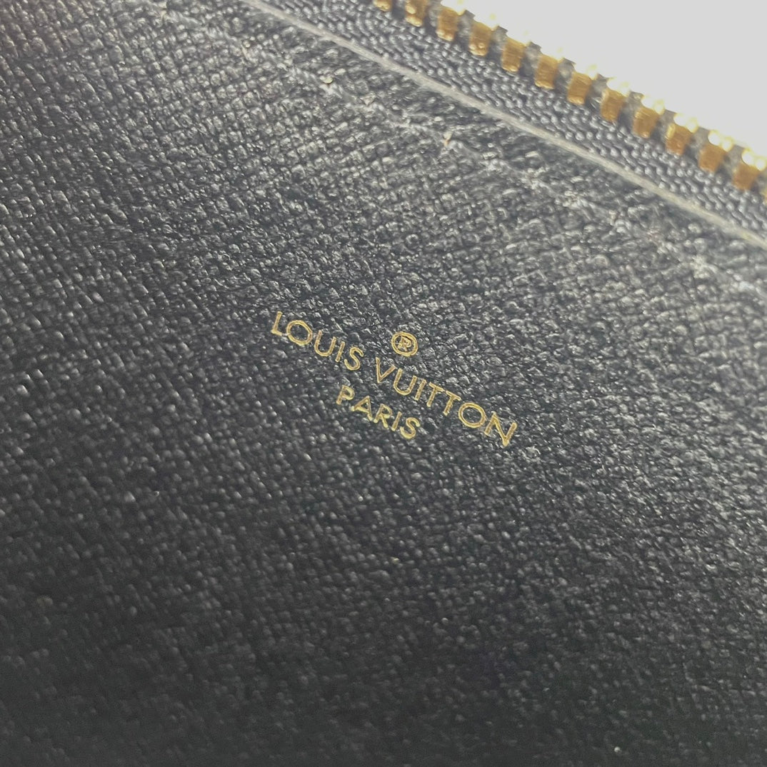 Louis Vuitton Classic Brown Monogram Print Slim Wallet with Black Leather Trim