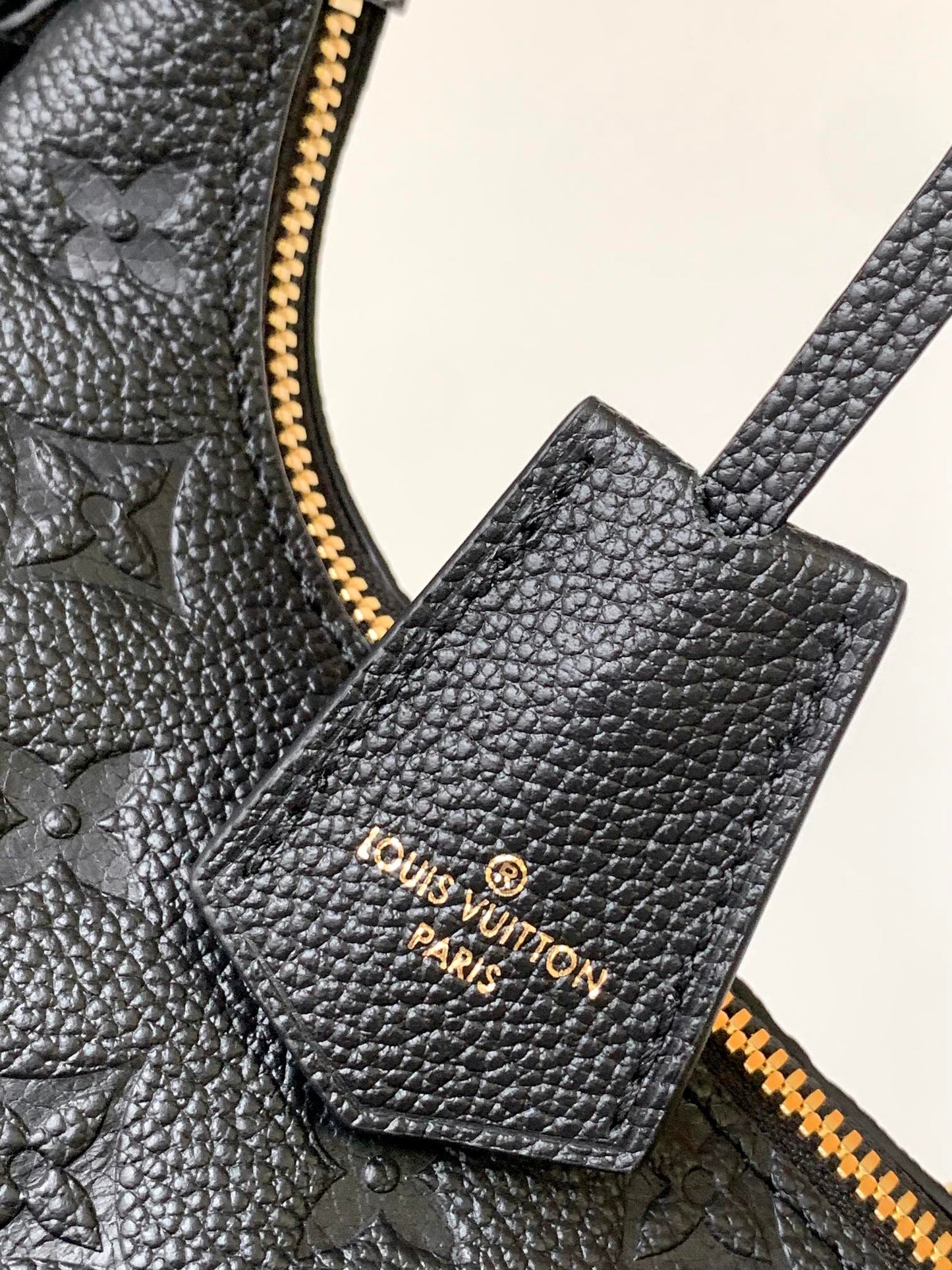 Louis Vuitton Classic Black Embossed Leather Shoulder Bag with Gold Hardware