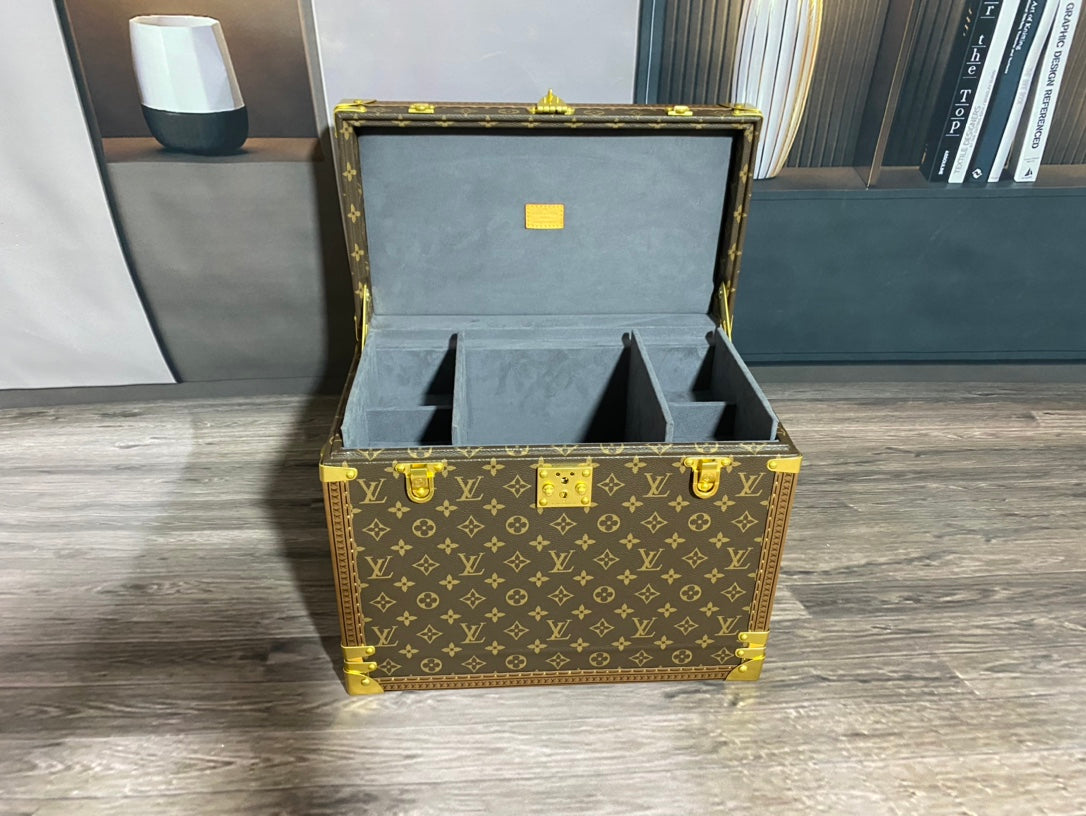 Classic Monogram Hardcase Travel Trunk with Gold Hardware