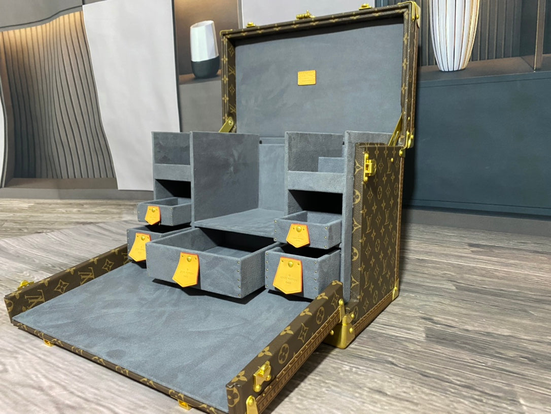 Classic Monogram Hardcase Travel Trunk with Gold Hardware